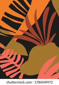 Abstract exotic floral collage background. Colorful vector illustration