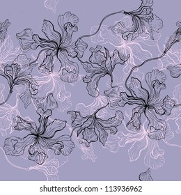 Abstract exotic flowers. Seamless pattern vector illustration.