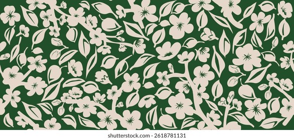 Abstract exotic hand drawn flowers, seamless patterns with floral for fabric, textiles, clothing, wrapping paper, cover, design illustration digital image printing factor.  Vector illustration.