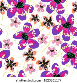 Abstract exotic jungle seamless pattern illustration. Fashion plants illustration pattern. For design.