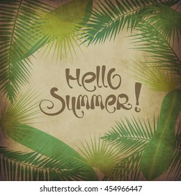 Abstract exotic leaves grunge vector background