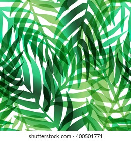 Abstract exotic leaves vector seamless pattern