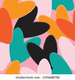 Abstract exotic pattern with colorful heart shape on pink background vector illustration for wedding or Valentine’s day
