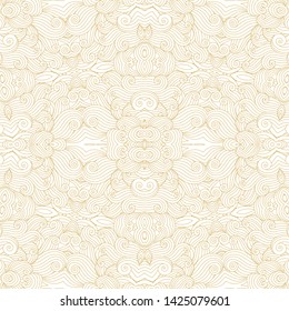 Abstract exotic pattern. Decorative waves vector seamless wallpapers. Ocean wave doodle hand drawn background. 