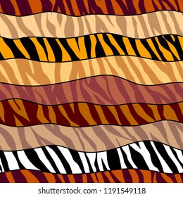 Abstract exotic pattern in patchwork style. Brown tribal background. Vector image. Seamless pattern.