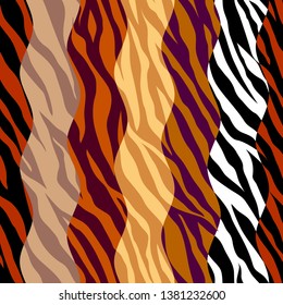 Abstract exotic pattern in patchwork style. Brown tribal background. Vector image. Seamless pattern.