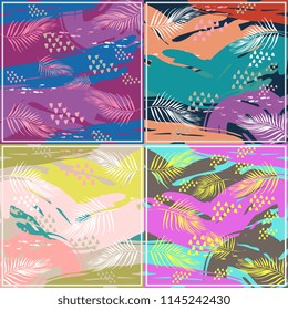 Abstract exotic pattern square background for hijab scarf colorful pastel colors trendy splash ink model with memphis hipster set collections.