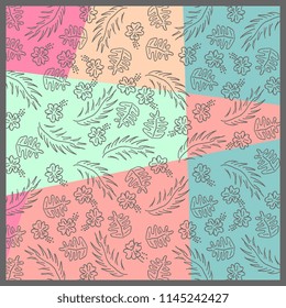 Abstract exotic pattern square colorful pastel colors trendy splash ink model with memphis hipster tropical style for hijab scarf vector textile print