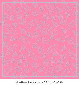 Abstract exotic pattern square colorful pastel colors trendy splash ink model with memphis hipster tropical style for hijab scarf vector textile print