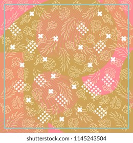 Abstract exotic pattern square colorful pastel colors trendy splash ink model with memphis hipster tropical style for hijab scarf vector textile print