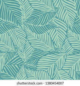 Abstract exotic plant seamless pattern.  Tropical pattern, palm leaves seamless vector floral background.