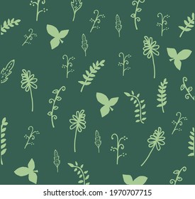 Abstract exotic plant seamless pattern background. Green leaf wallpaper. Tropical pattern, palm leaves floral background. Vector illustration