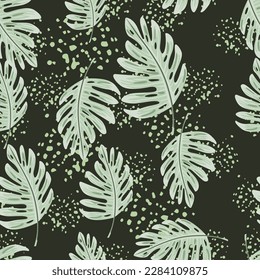 Resumen del patrón de planta exótica sin soldadura. Papel tapiz de hojas botánicas. Patrón tropical, hojas de palma fondo floral. Diseño para tela, impresión textil, envoltura, cubierta. Ilustración del vector