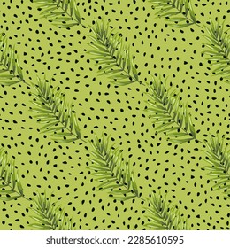 Resumen del patrón de planta exótica sin soldadura. Patrón de hojas de palma tropical. Papel tapiz de la hoja de hierro. Textura botánica. Fondo floral. Diseño para tela, impresión textil, envoltura, cubierta. Ilustración del vector