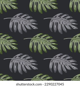 Abstract exotic plant seamless pattern. Botanical leaf wallpaper. Tropical pattern, palm leaves floral background. Design for fabric, textile print, wrapping, cover. Vector illustration