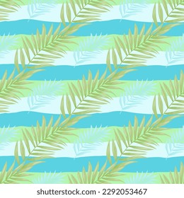 Abstract exotic plant seamless pattern. Tropical palm leaves pattern. Fern leaf wallpaper. Botanical texture. Floral background. Design for fabric, textile print, wrapping, cover. Vector illustration