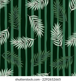 Abstrakte exotische Pflanzen nahtlos Muster. Tropische Palmenblätter Muster. Tapete auf Heckenblättern. Botanische Textur. Blumenhintergrund. Design für Stoff, Stoffdruck, Umhüllung, Abdeckung. Vektorgrafik