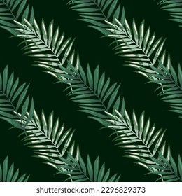 Resumen del patrón de planta exótica sin soldadura. Patrón de hojas de palma tropical. Papel tapiz de la hoja de hierro. Textura botánica. Fondo floral. Diseño para tela, impresión textil, envoltura, cubierta. Ilustración del vector