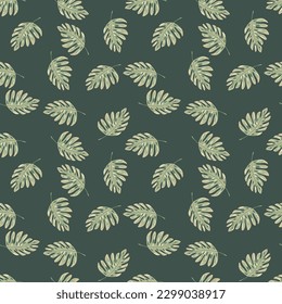Resumen del patrón de planta exótica sin soldadura. Papel tapiz de hojas botánicas. Patrón tropical, hojas de palma fondo floral. Diseño para tela, impresión textil, envoltura, cubierta. Ilustración del vector
