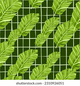 Abstract exotic plant seamless pattern. Botanical leaves wallpaper. Tropical pattern backdrop with palm leaf and floral motifs. For fabric design, textile print, wrapping paper, or even as a cover.