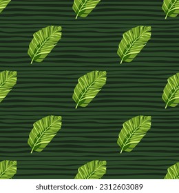 Abstrakte exotische Pflanzen nahtlos Muster. Botanische Blätter Tapete. Tropische Muster mit Palmenblättern und Blumenmotiven. Für Stoffdesign, Stoffdruck, Verpackungspapier oder sogar als Deckel.
