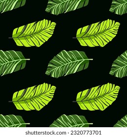 Resumen del patrón de planta exótica sin soldadura. Papel tapiz de hojas botánicas. Fondo tropical con motivos florales y hojas de palma. Para el diseño de tejidos, impresión textil, papel envolvente o incluso como cubierta.
