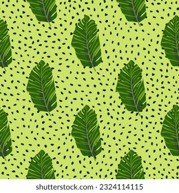 Abstract exotic plant seamless pattern. Botanical leaves wallpaper. Tropical pattern backdrop with palm leaf and floral motifs. For fabric design, textile print, wrapping paper, or even as a cover.