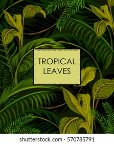 Abstract exotic tropical leaf background in vector for invitation greeting template