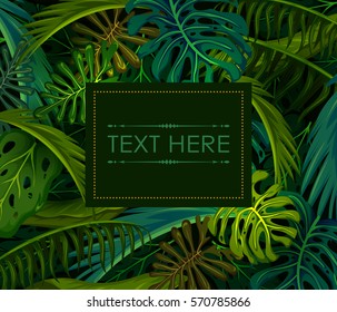 Abstract exotic tropical leaf background in vector for invitation greeting template