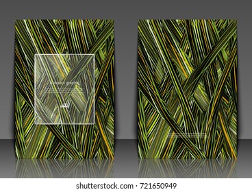 Abstract exotic tropical leaf background. Flyer template with abstract background. Eps10 Vector illustration.