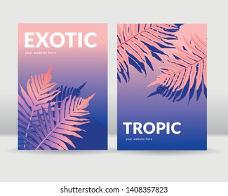 Abstract exotic tropical leaves poster background. It can be used for posters, cards, flyers, brochures, magazines and any kind of cover. EPS 10 - Vector