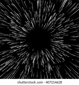 Abstract exploding effect. Bursting radial lines monochrome background.