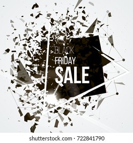 Abstract explosion background. Black friday poster. Card template. Big sale. Vector illustration.