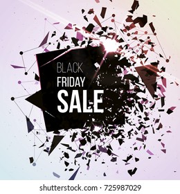 Abstract explosion background. Black friday poster. Card template. Big sale. Vector illustration.