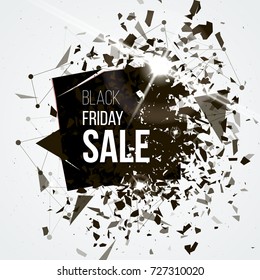 Abstract explosion background. Black friday poster. Card template. Big sale. Vector illustration.