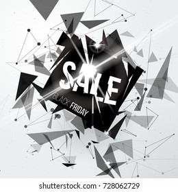 Abstract explosion background. Black friday poster. Card template. Big sale. Vector illustration.