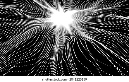 Abstract Explosion Background. Outer Space. Portal Hole Made From Many Flying Particles. Time Travel Concept. Vector Illustration. 