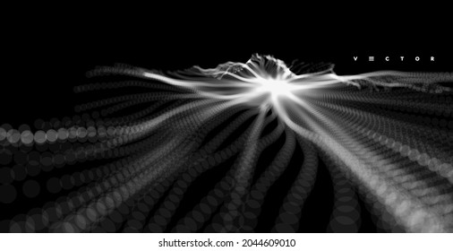 Abstract Explosion Background. Outer Space. Portal Hole Made From Many Flying Particles. Time Travel Concept. Vector Illustration. 