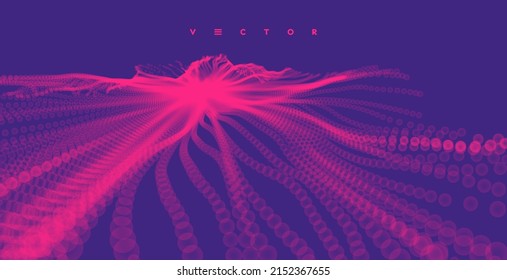 Abstract Explosion Background. Outer Space. Portal Hole Made From Many Flying Particles. Time Travel Concept. Vector Illustration. 