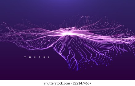 Abstract Explosion Background. Outer Space. Portal Hole Made From Many Flying Particles. Time Travel Concept. Vector Illustration. 