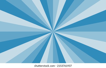 Abstract explosion background for presentation in gradient blue color. Light glare effect background. Blue sunburst pattern background. Vector illustration of a radial ray.