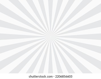 Abstract explosion background in white grey gradient color. Asian style glare effect. Sunshine sparkle pattern. Vector illustration of a radial ray. Narrow beam. For backdrops, posters, and banners.