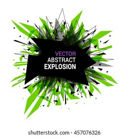 Abstract explosion banner isolated on white background. Burst particles. Empty space for text. Vector illustration. 