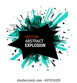 Abstract explosion banner isolated on white background. Burst particles. Empty space for text. Vector illustration. 