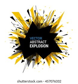 Abstract explosion banner isolated on white background. Burst particles. Empty space for text. Vector illustration. 