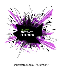 Abstract explosion banner isolated on white background. Burst particles. Empty space for text. Vector illustration. 