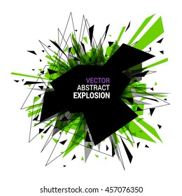 Abstract explosion banner isolated on white background. Burst particles. Empty space for text. Vector illustration. 