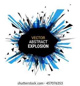 Abstract explosion banner isolated on white background. Burst particles. Empty space for text. Vector illustration. 
