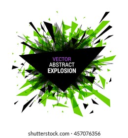 Abstract explosion banner isolated on white background. Burst particles. Empty space for text. Vector illustration. 