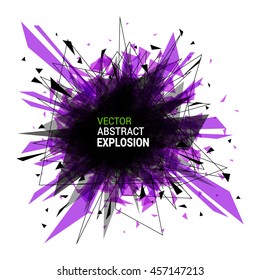 Abstract explosion banner. Isolated on white background. Burst particles. Empty space for text. Vector illustration. 